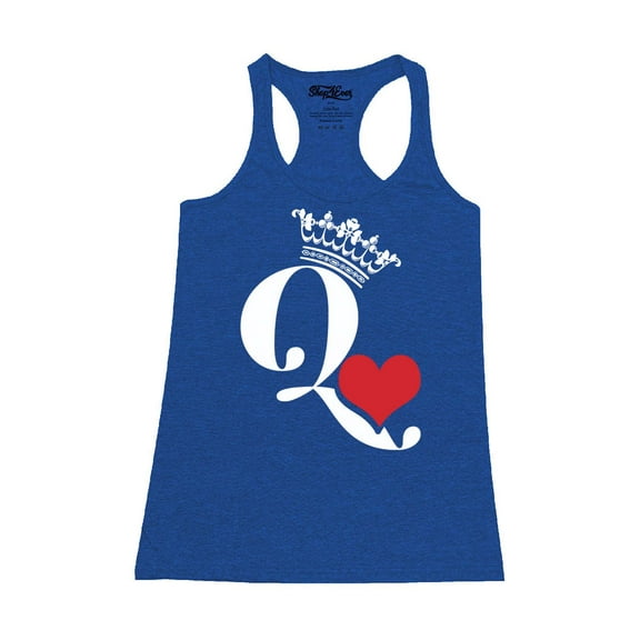 Shop4Ever Women's Queen of Hearts Racerback Tank Top XX-Large Royal Blue