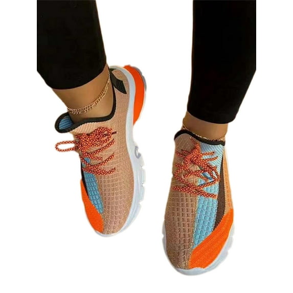 SIMANLAN Women's Fashion Sneakers Trekking Walking Lighting Wide Shoes Comfortable Mesh Athletic