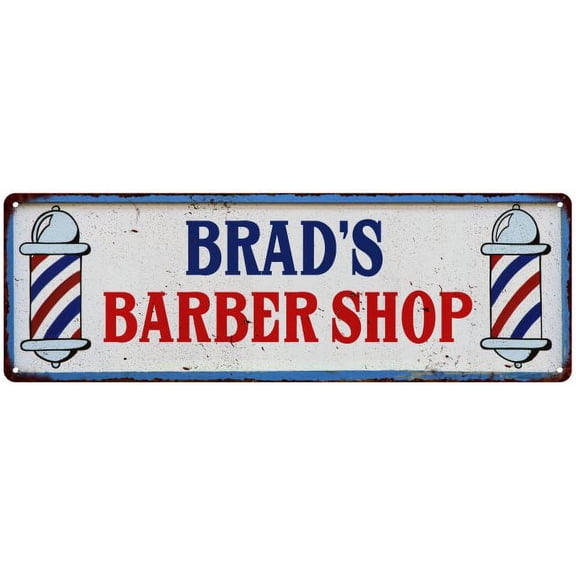 BRAD'S Barber Shop Hair Salon Gift Metal Sign Retro 6x18 206180031052