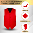 thumbnail image 4 of Oliver George 4pc Men's Solid Formal Suit Waistcoat Tuxedo Dress Vest Necktie Bowtie Handkerchief Set for Suit or Tuxedo Red X-Large, 4 of 5