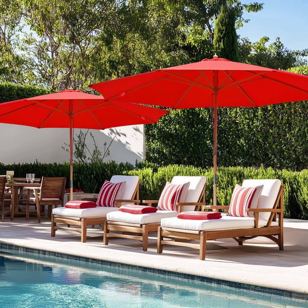 13 ft wood patio umbrella Wood-Grain Aluminum (10-13 ft) It can be folded when not in use PURPLE LEAF 13 ft. Octagon