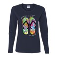 thumbnail image 2 of Wild Bobby, If I Can't Wear My Flip Flops I'm Not Going Colorful Sandals Streetwear Womens Graphic Long Sleeve T-Shirt, Navy, X-Large, 2 of 3