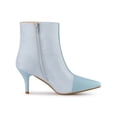 thumbnail image 3 of BLISSFUL STEP Women's Ankle Boots Pointed Toe Stiletto Heels Houndstooth Plaid Zip-Up Boots Baby Blue 8.5, 3 of 7