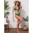 thumbnail image 5 of DARING DIVA Women's Waffle Knit Textured Halter Bikini Set Small Green, 5 of 6