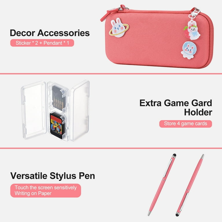 DEPTHOT Switch Lite Accessories Bundle 17 in 1 Pink Travel Case