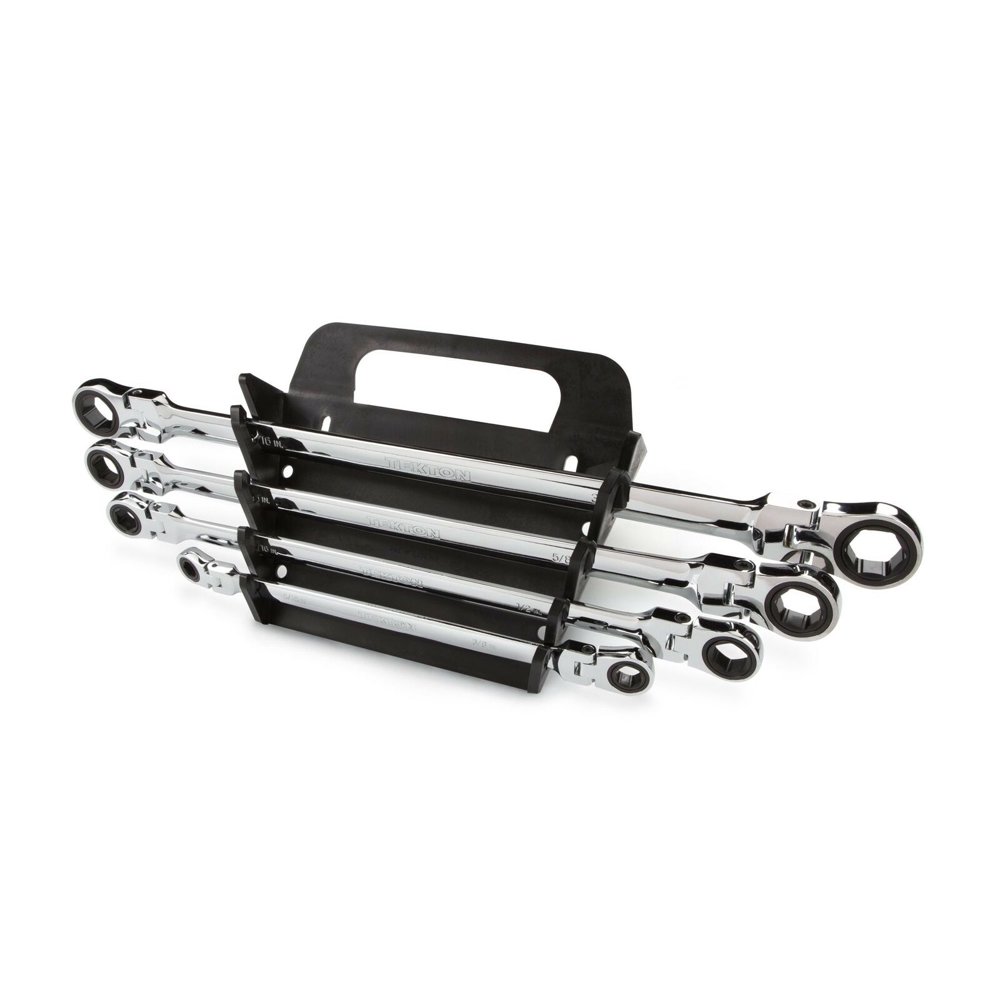 TEKTON WRN77062 Extra Long FlexHead Ratcheting Box End Wrench Set with Store...