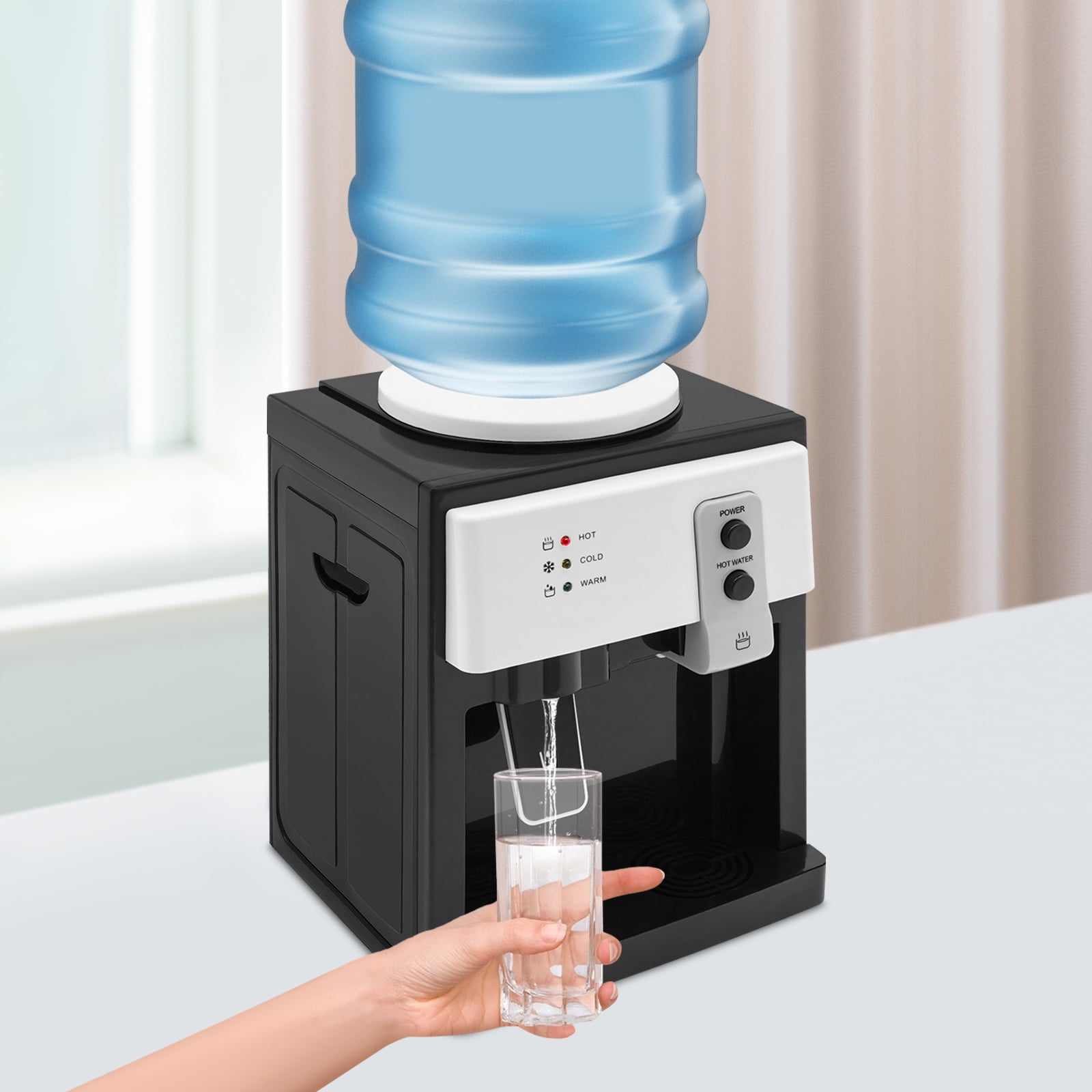 Countertop Hot and Cold Water Dispenser, Compact Top Loading Water Cooler with Warm Water Option, Fast Heating, Food-Grade Stainless Steel Tank for Home, Office & Dorm