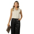 thumbnail image 2 of MINTLIMIT Women's Sleeveless Button Down Shirt Basic Solid Collared Work Blouse, 2 of 5