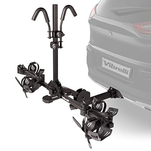 Vibrelli Electric Bike Hitch Rack - Fits Fat Tire, Mountain Bike, Standard Bicycles - 65lbs per Bike - Patented Anti-Wobble - Cars & SUV - 2 Ebike Pla