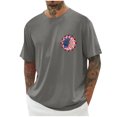 thumbnail image 1 of Txeol Chemises Patriotiques pour Hommes Manches Courtes T-Shirt Graphique Rétro Décontracté Col Rond T-Shirt Imprimé Drapeau Américain T-Shirts Muscle, Gris Foncé, L, 1 of 1