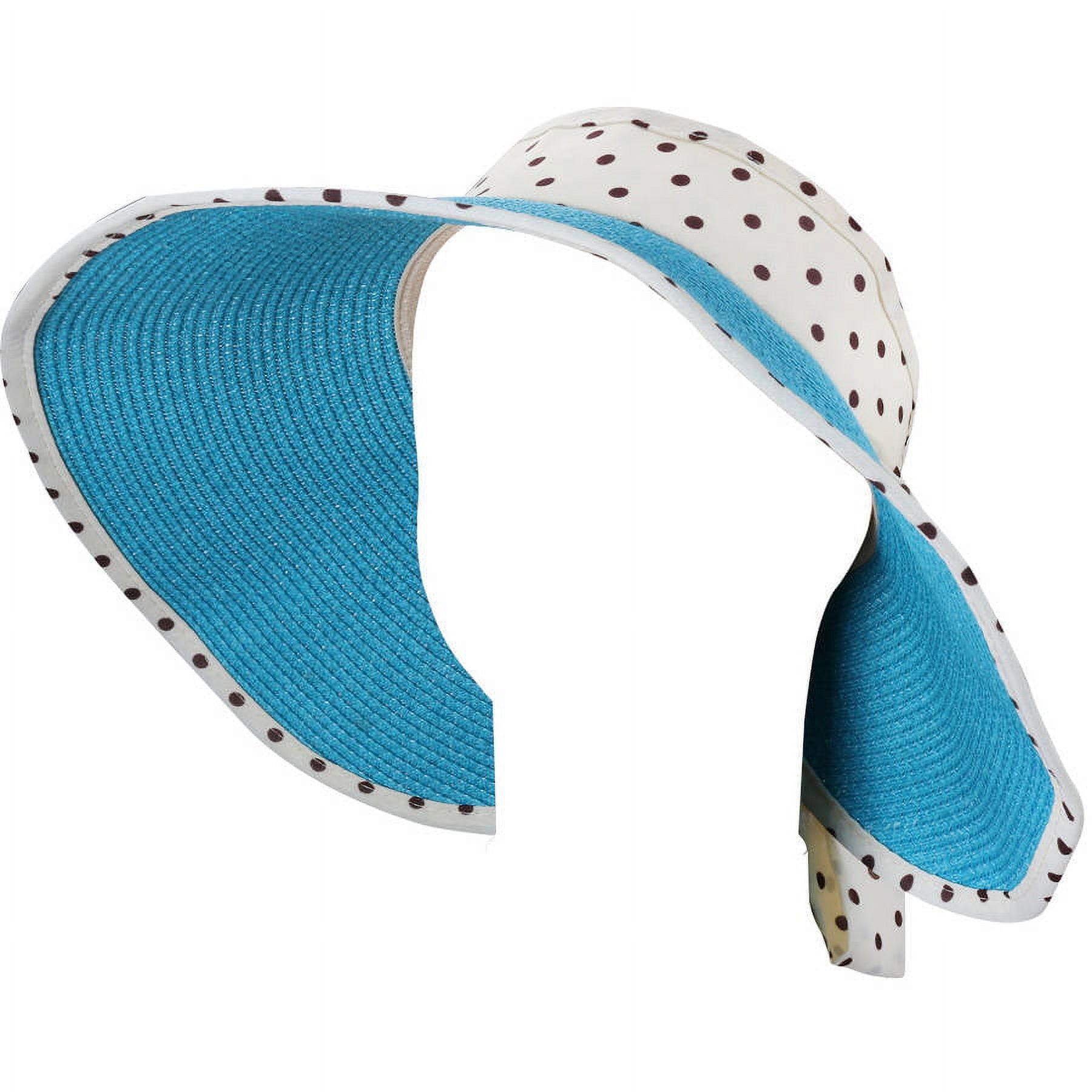 Women's and Girl's Polka Dot Straw Visor Sun Hat