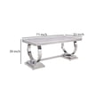 thumbnail image 3 of Benjara Dining Table with Circular Metal Accent Base- Silver, 3 of 6