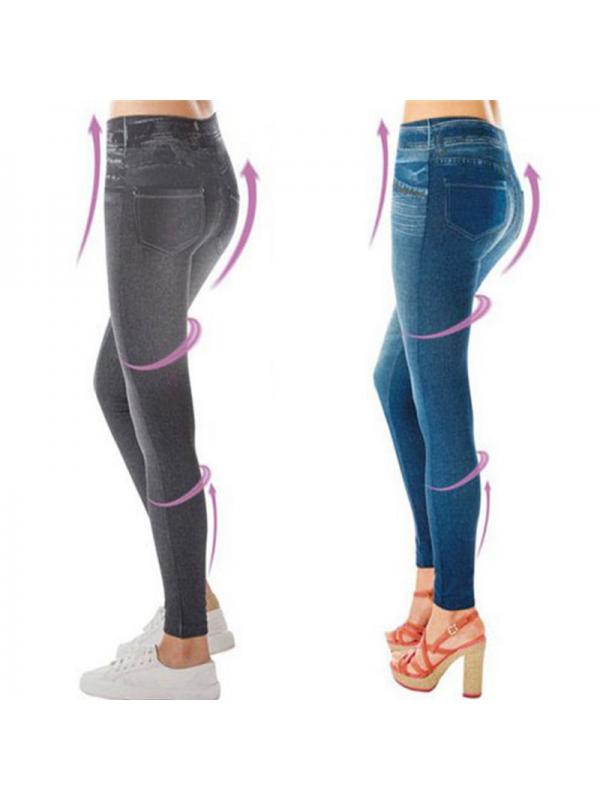 Leggings Jeans for Woms en Denim Pants with Pocket Women's Slim High Waist Pencil Leggings Jeans S-XXL Black/Blue - image 5 of 7