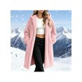 thumbnail image 2 of Zynoxe Women's Hooded Jackets With Side Pockets Casual Solid Color Long Sleeve Fuzzy Fleece Coat Relaxed Mid-Length Open Front Cardigan Jackets Warm Plush Outerwear Jackets for Women M, 2 of 9