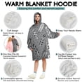 thumbnail image 5 of Wearable Oversized Blanket,Gray Boho Tribal Feathers Pattern Wearable Blanket Hoodie for Adults,Cozy Hooded Blankets with Super Pockets,Super Warm Fuzzy Pullover for Women & Men, 5 of 6