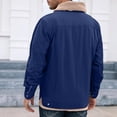 thumbnail image 4 of Homeyce Men's Pullover Winter Jackets Long Sleeve Fleece Sherpa Lined Coats Button Down Lapel Sweat Jackets with Multi Pockets Fuzzy Winter Warm Thick Heavyweight Coat Outwear,Blue 2XL, 4 of 5
