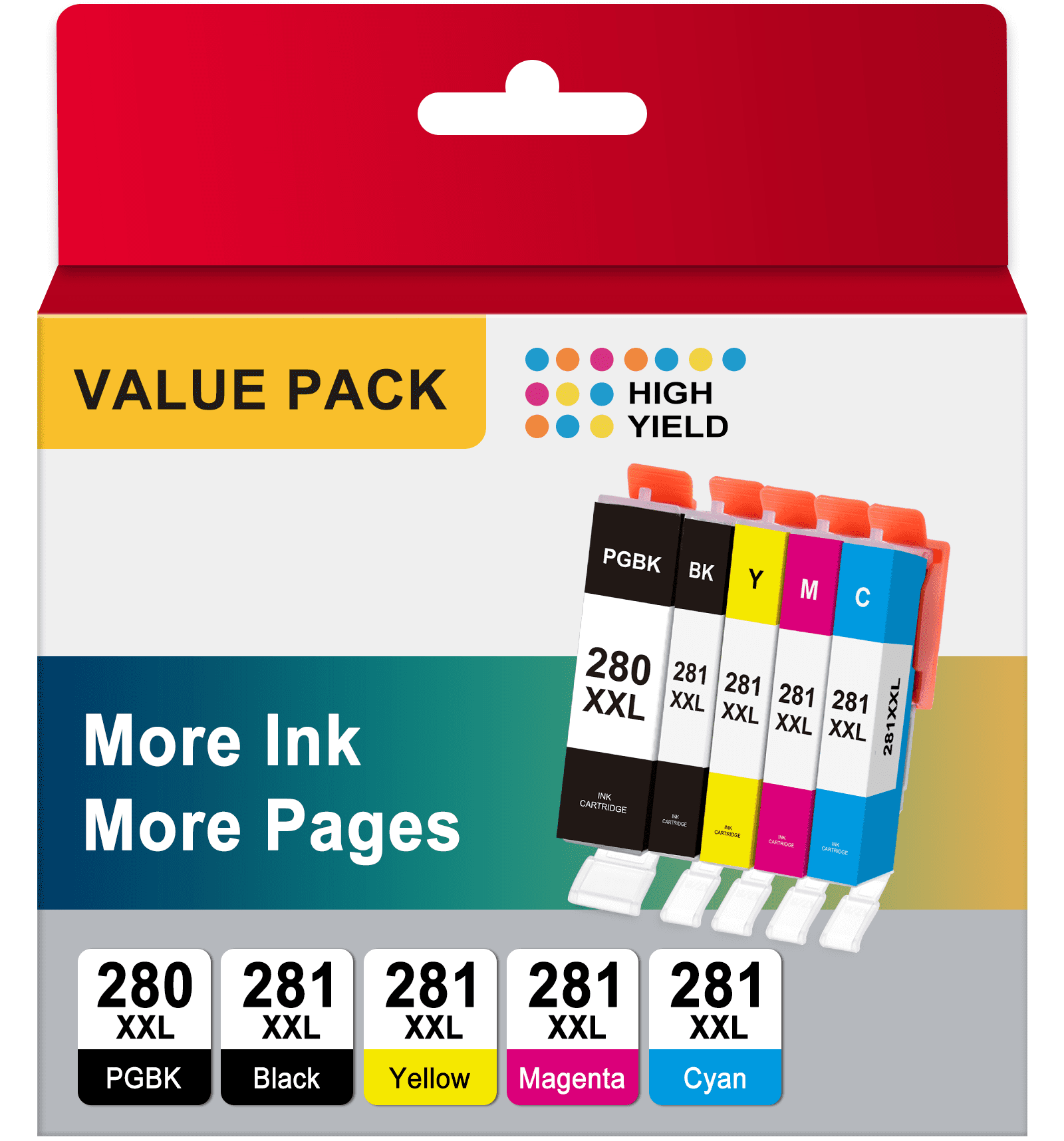 6-Pack Compatible Ink Cartridges For Canon PIXMA TR7520 TR8520 TS Series - PGI-280XXL CLI-281XXL