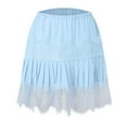thumbnail image 4 of vigerkar Women Y2k Lace Slip Ruffle Mini Skirt Layered Pleated Casual Flowy Short Skirts 2025 Blue, M, 4 of 5