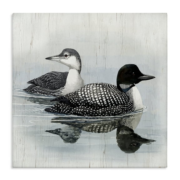 Stupell Industries Traditional Loons Wading Animals Painting Wrapped Canvas Art Print Wall Art, 17 x 17