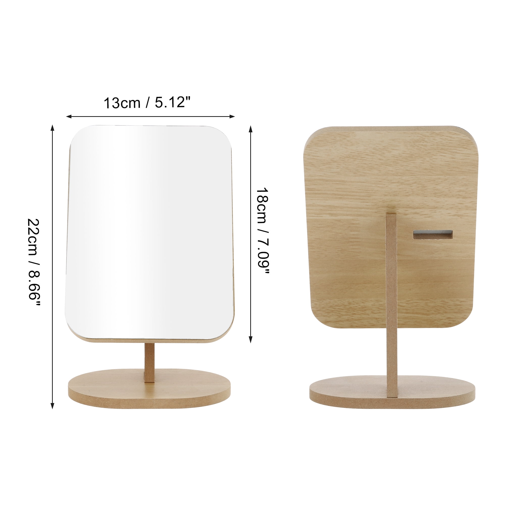 Unique Bargains Large Rectangle Desktop Cosmetic Mirror for Travel Wood Color