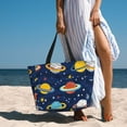 thumbnail image 3 of Wukai Planets and Stars Print Zipper Bag,large Beach Tote Bag,Waterproof Sandproof Bag,Grocery and Picnic Tote Travel Bag, 3 of 5