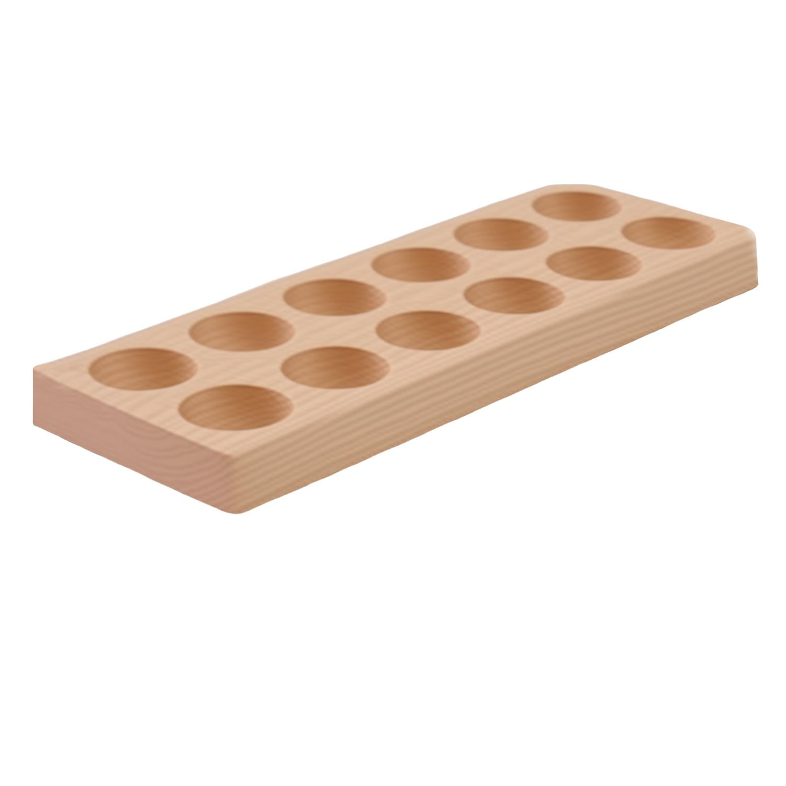 Wooden Egg Holder Egg Tray Organizer Double Row 12 Slots for Fresh Eggs Refrigerator Countertop Kitchen Storage