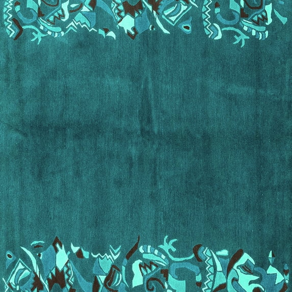 Ahgly Company Indoor Square Abstract Turquoise Blue Modern Area Rugs, 7' Square