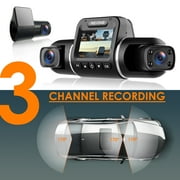 Rexing V2 Pro AI Dash Cam, 3-Channel Front/Cabin/Rear 1080p Recording with Wi-Fi and GPS