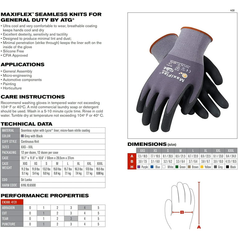 GRIP Ultimate Work Gloves Small/Medium Slate Blue (3-Pack)