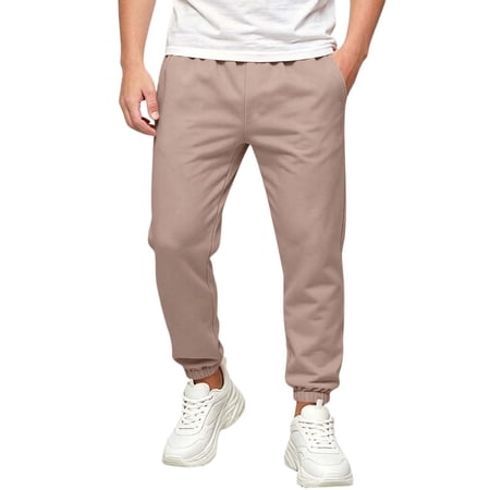 nerohusy Girls Sweatpants Fall Winter Boys Elastic Waisted Jogger Pants Casual Solid Warm Drawstring Sports Pants with Pockets Khaki 9-10 Years