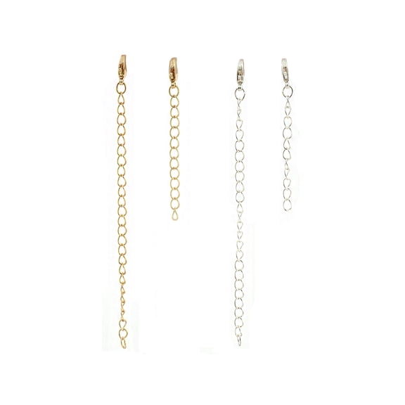 Silver Gold Chain Extender Set For Necklace or Bracelet 2 inch,4 inch(4 Pcs)