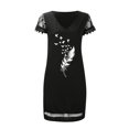 thumbnail image 4 of Moda mujer Sexy Casual Wave-Cuello estampado vestido ahuecado manga Mini vestido Fridja  qw4798, 4 of 8