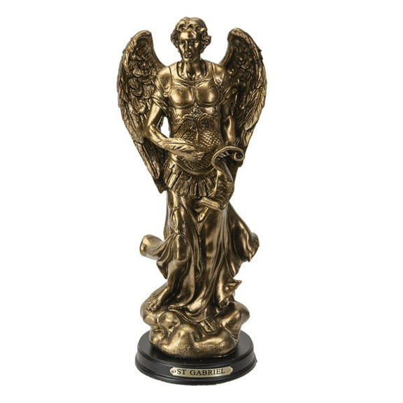 Pacific Giftware St. Gabriel Archangel Messenger from God Figurine 8 Inch Tall Wooden Base with Brass Name Plate