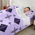 thumbnail image 4 of Manfei Tribal Geometric Diamond Bed Sheets, Vintage Cross Fuul Size Sheets, Black Purple Lavender, Polka Dots Reversible 4-Piece1 Flat Sheet + 1 Fitted Sheet + 2 Pillowcases, 4 of 6