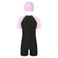 thumbnail image 2 of YONGHS Girls One Piece Zipper Swimwear Jumpsuit with Hat Sun Protection Summer Beach Swimsuit Plaid Blue 9-10, 2 of 7