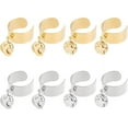 thumbnail image 1 of 8 anillos de acero inoxidable de 2 colores con dijes para mujer, redondos, ajustables, con dijes de luna y estrella, con puño abierto., 1 of 6