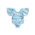thumbnail image 1 of xiaxaixu Maillot de Bain Sirène pour Tout-Petites Filles, Manches à Volants Col Rond, Tenue de Plage, 1 of 7
