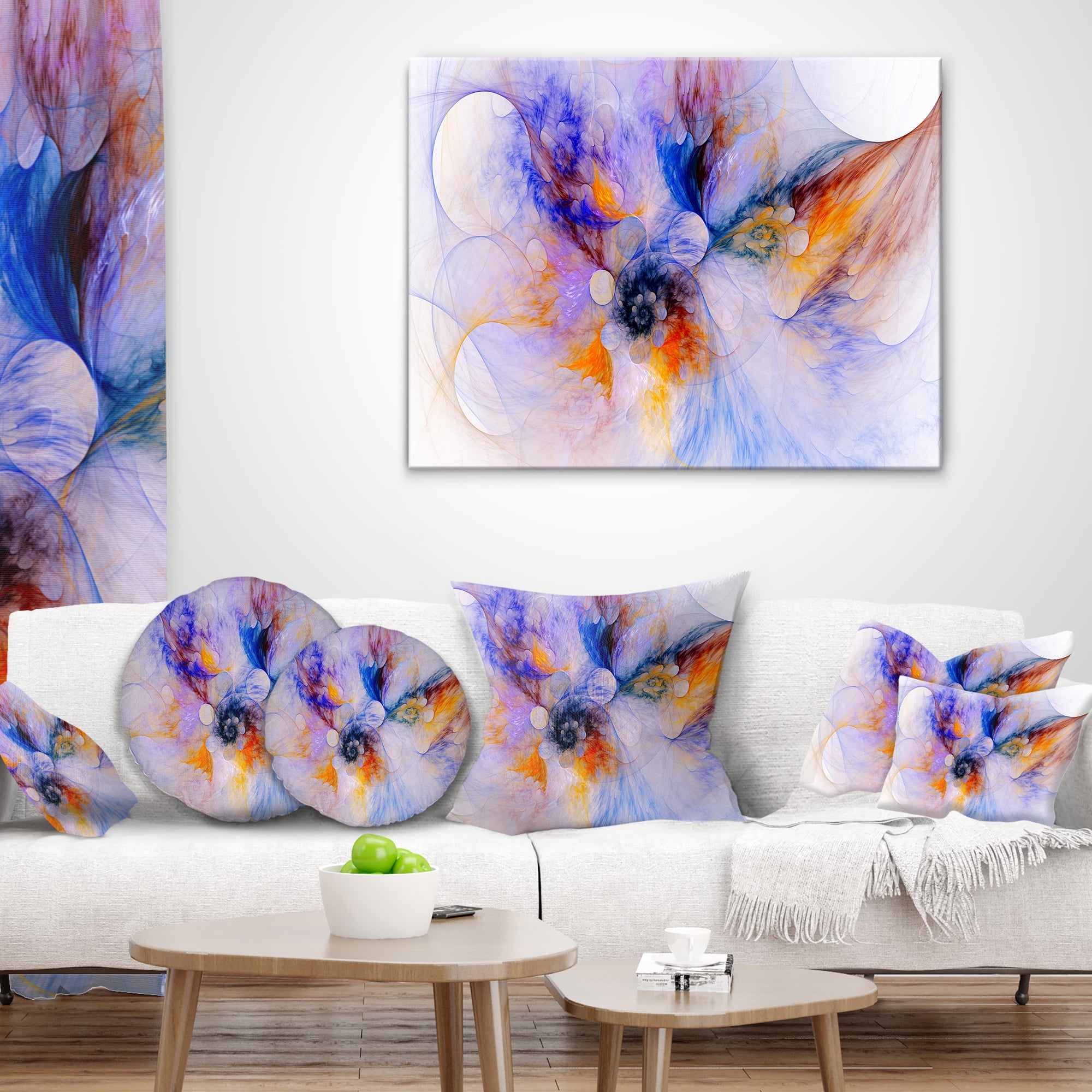 Designart Fractal Floral Art - Floral Throw Pillow - 12x20