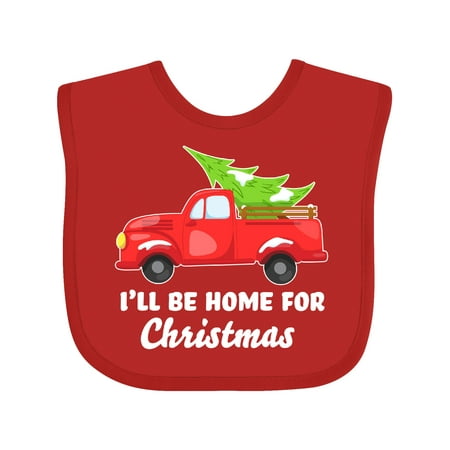

Inktastic I ll Be Home for Christmas Truck with Tree Boys or Girls Baby Bib