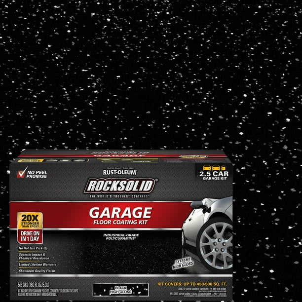 Black, RustOleum RockSolid Garage Floor Coating Kit318697, High Gloss