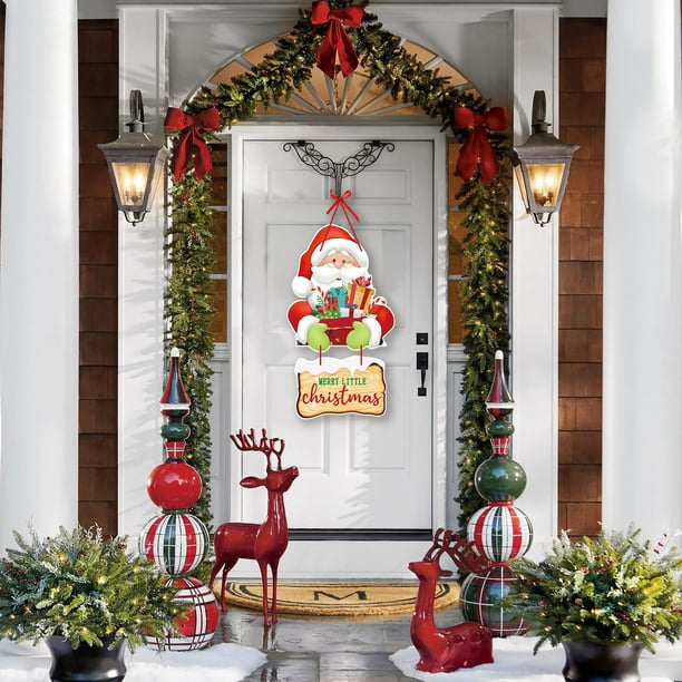 Adornos navideños, adornos navideños para interiores y exteriores, letreros navideños colgantes, adornos navideños para puertas, adornos navideños de invierno para fiestas en casa, letreros decorativo