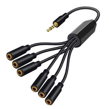 3.5mm Audio Splitter Cable, 1 to 6 Way 3.5mm Male to 6Female Headphone Jack Adapter, 4-Conductor TRRS Splitter for Audio Sharing