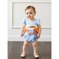thumbnail image 4 of BemeyourBBs Baby Girl Halloween Romper Pumpkin Embroidered Plaid Bows Jumpsuit, 4 of 9