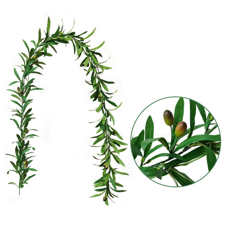 1pc Artificial Olive Leaf Vines, Olive Branch Greenery Garland With Fruit,  Ivy Vines Leaf Greenery Ornament For Home Garden Office Wedding Greenery De