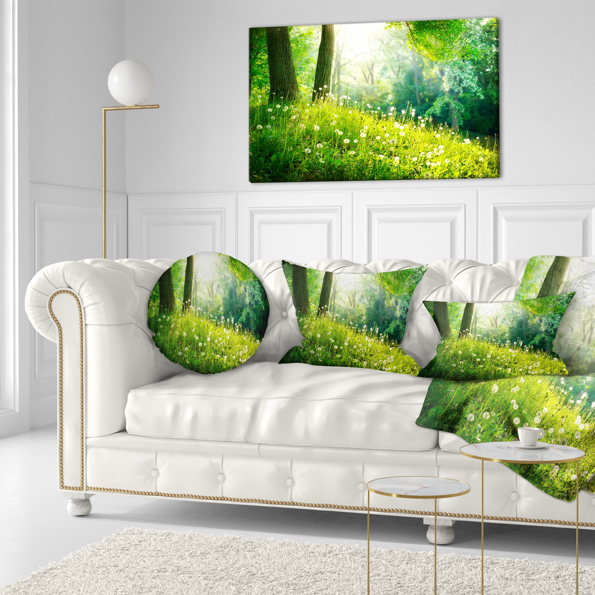 Designart Beautiful Green Grass and Trees - Landscape Printed Throw Pillow - 12x20