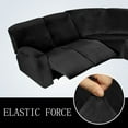 thumbnail image 6 of CJC Velvet Single Corner Seat Cover for 5-Seat Recliner Sofa, Black, 6 of 9