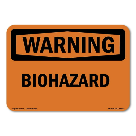 SignMission OS-WS-A-1014-L-11986 10 x 14 in. OSHA Warning Sign - Biohazard