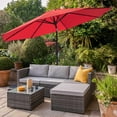 thumbnail image 4 of Lacoo 9 ft Patio Umbrella Outdoor Market Steel with Push Tilt and Crank Lift System 8 Ribs, Red, 4 of 8