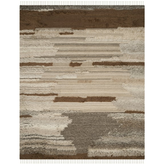 SAFAVIEH Kenya Bijar Iris Braided Abstract Fringe Area Rug, Grey/Brown, 8' x 10'
