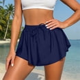 thumbnail image 2 of Inleife Fashion Women Casual Shorts Casual Solid Color Pleats Pocket Beach Shorts Beach Swim Trunks, 2 of 6